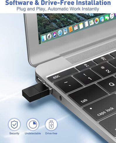 ماوس جيجلر غير قابل للكشف، متوافق مع USB نوع A او ثاندربولت بحجم صغير، شاكر متذبذب تلقائي للماوس للحفاظ على شاشات الكمبيوتر نشطة، توصيل وتشغيل بدون سائق، محاكي حركة ماوس صغير in Kuwait