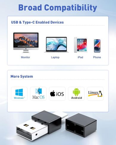 ماوس جيجلر غير قابل للكشف، متوافق مع USB نوع A او ثاندربولت بحجم صغير، شاكر متذبذب تلقائي للماوس للحفاظ على شاشات الكمبيوتر نشطة، توصيل وتشغيل بدون سائق، محاكي حركة ماوس صغير in Kuwait