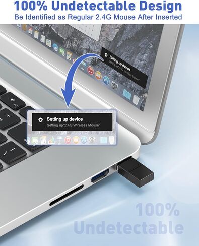 ماوس جيجلر غير قابل للكشف، متوافق مع USB نوع A او ثاندربولت بحجم صغير، شاكر متذبذب تلقائي للماوس للحفاظ على شاشات الكمبيوتر نشطة، توصيل وتشغيل بدون سائق، محاكي حركة ماوس صغير in Kuwait