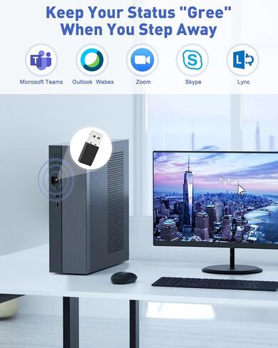 ماوس جيجلر غير قابل للكشف، متوافق مع USB نوع A او ثاندربولت بحجم صغير، شاكر متذبذب تلقائي للماوس للحفاظ على شاشات الكمبيوتر نشطة، توصيل وتشغيل بدون سائق، محاكي حركة ماوس صغير in Kuwait