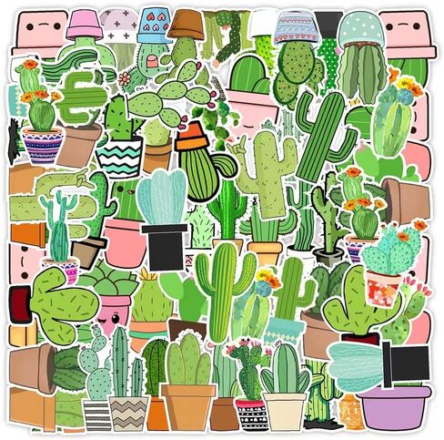 Stickers for Water Bottles, 50Pcs Waterproof Vinyl Cactus Stickers Packs for Laptop, Skateboard, Hydro Flask, Computer, Phone, Scrapbook, Cute Aesthetic Stickers for Girls Women in Kuwait