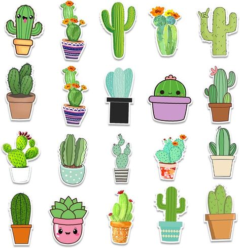 Stickers for Water Bottles, 50Pcs Waterproof Vinyl Cactus Stickers Packs for Laptop, Skateboard, Hydro Flask, Computer, Phone, Scrapbook, Cute Aesthetic Stickers for Girls Women in Kuwait