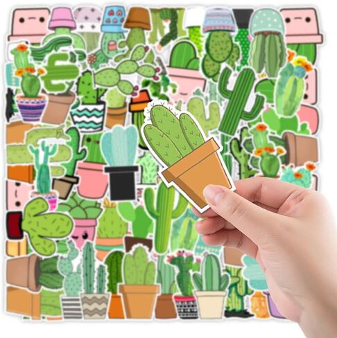 Stickers for Water Bottles, 50Pcs Waterproof Vinyl Cactus Stickers Packs for Laptop, Skateboard, Hydro Flask, Computer, Phone, Scrapbook, Cute Aesthetic Stickers for Girls Women in Kuwait