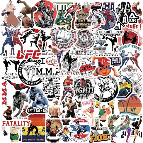 LOVELYLIFE 50pcs Wrestling Stickers Pack Fighting Aesthetic Wrestle Stickers Vinyl Waterproof Stickers for Adults Teens Kids Girls for Journaling Hydroflask Water Bottle Luggage Guitar Skateboard Car Window Bumper Computer Laptop Phone Case Decor (black-s in Kuwait