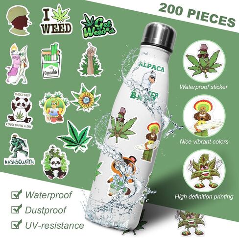 200 Pieces Mixed Grass Stickers Halloween Stickers Waterproof Green Grass Sticker Funny Graffiti Bottle Decals for Laptop Bumper Travel Luggage Skateboard, Teens Adult DIY Decor Sticker Pack in Saudi Arabia