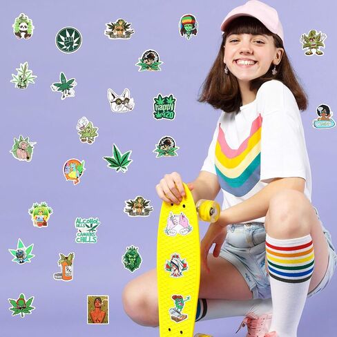 200 Pieces Mixed Grass Stickers Halloween Stickers Waterproof Green Grass Sticker Funny Graffiti Bottle Decals for Laptop Bumper Travel Luggage Skateboard, Teens Adult DIY Decor Sticker Pack in Saudi Arabia