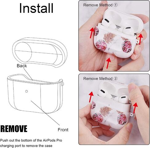 حافظة AirPods Pro الجيل الثاني/الجيل الأول - حافظة صلبة بتصميم مطبوع لطيف من KOREDA لأجهزة Airpods Pro 2، غطاء واقي مقاوم للصدمات لأجهزة Airpods Pro (2023/2022/2019) مع سلسلة مفاتيح للفتيات والنساء والرجال in Kuwait