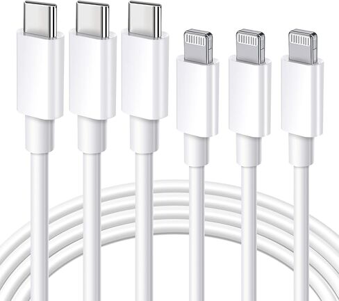 Ximytec [معتمد من MFi] كابل USB C إلى Lightning 3 حزم 6FT iPhone كابل شاحن سريع من النوع C سلك شحن متوافق مع iPhone 14 13 13 Pro Max 12 12 Pro Max 11 XS XR X 8 iPad، أبيض in Kuwait