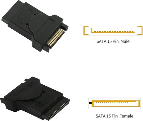 QIANRENON 2 قطعة 15Pin SATA ذكر إلى أنثى محول، محول موسع إمداد الطاقة النحيف لمحرك الأقراص الصلبة وSSD ومحركات الأقراص الضوئية وشعلات DVD وقرص القرص الصلب in Saudi Arabia