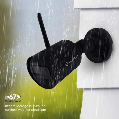 كاميرا Amcrest SmartHome 4MP خارجية واي فاي، كاميرا أمان خارجية 4 ميجابكسل، رؤية ليلية 98 قدمًا، ميكروفون مدمج، 101 درجة FOV، عدسة 2.8 مم، تخزين MicroSD، ASH42-B-V2 (أسود) (متجدد) in Kuwait