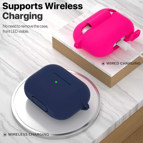 ATUAT AirPods Pro 1st/2nd Generation Case Cover, Protective Silicone Skin Accessories with Keychain for Women Men for Apple AirPods Pro 2019/2022 Charging Case,Front LED Visible-Midnight Green in Kuwait