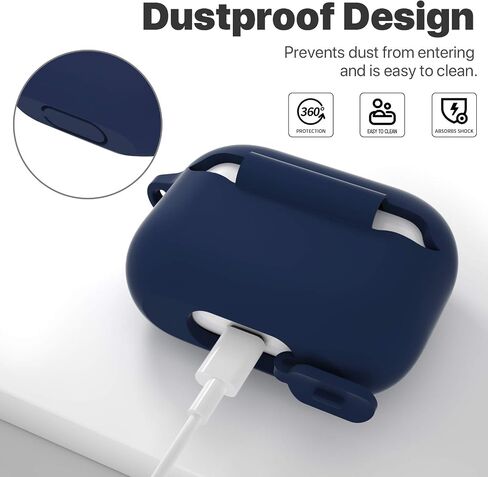ATUAT AirPods Pro 1st/2nd Generation Case Cover, Protective Silicone Skin Accessories with Keychain for Women Men for Apple AirPods Pro 2019/2022 Charging Case,Front LED Visible-Midnight Green in Kuwait