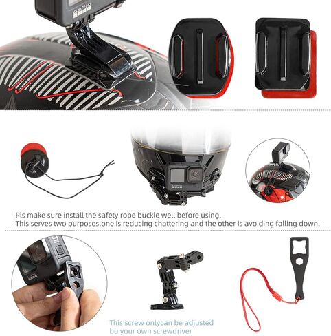 SUREWO Motorcycle Helmet Chin Mount Kits Compatible with GoPro Hero 12 11 10 9 8 7 6 5 Black,DJI Osmo Action 3/2/AKASO/Campark/YI Action Camera,Insta360 Camera and More in Kuwait