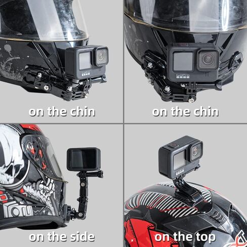 SUREWO Motorcycle Helmet Chin Mount Kits Compatible with GoPro Hero 12 11 10 9 8 7 6 5 Black,DJI Osmo Action 3/2/AKASO/Campark/YI Action Camera,Insta360 Camera and More in Kuwait
