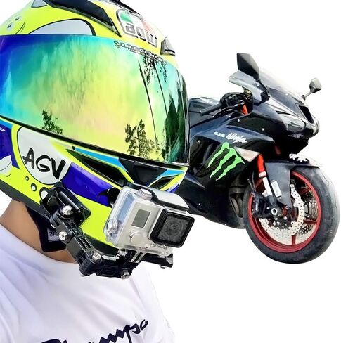 SUREWO Motorcycle Helmet Chin Mount Kits Compatible with GoPro Hero 12 11 10 9 8 7 6 5 Black,DJI Osmo Action 3/2/AKASO/Campark/YI Action Camera,Insta360 Camera and More in Kuwait