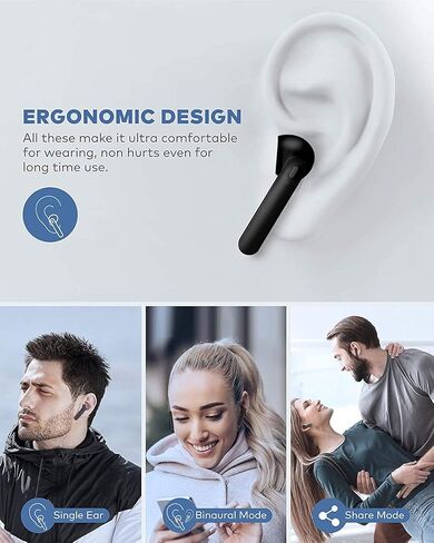 ASMY Wireless Earbuds Bluetooth 5.0 Headphones with 30H Cycle Playtime Built-in Mic IPX7 Waterproof Headsets with Charging Case for in-Ear Buds Stereo Earphones for Android etc,Running/Fitness/Work in Kuwait