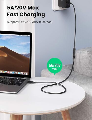 UGREEN USB Type C Extension Cable (10Gbps), USB 3.2 Type C Male to Female Fast Charging, Thunderbolt 3 Compatible with MacBook Pro iPad Pro Dell XPS Surface Switch DJI Mavic Dongle Hub,1.5FT in Kuwait
