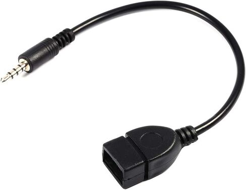 كابل محول صوت ذكر 3.5 ملم مقبس AUX الى USB 2.0 نوع ايه انثى او تي جي، طول 20 سم in Saudi Arabia