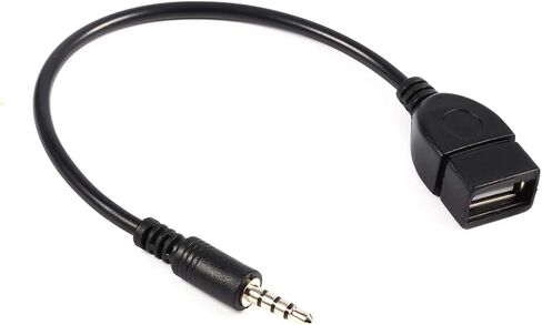كابل محول صوت ذكر 3.5 ملم مقبس AUX الى USB 2.0 نوع ايه انثى او تي جي، طول 20 سم in Saudi Arabia