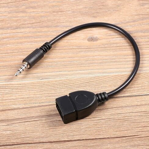 كابل محول صوت ذكر 3.5 ملم مقبس AUX الى USB 2.0 نوع ايه انثى او تي جي، طول 20 سم in Saudi Arabia