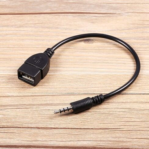 كابل محول صوت ذكر 3.5 ملم مقبس AUX الى USB 2.0 نوع ايه انثى او تي جي، طول 20 سم in Saudi Arabia