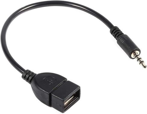 كابل محول صوت ذكر 3.5 ملم مقبس AUX الى USB 2.0 نوع ايه انثى او تي جي، طول 20 سم in Saudi Arabia