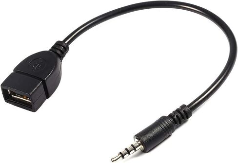 كابل محول صوت ذكر 3.5 ملم مقبس AUX الى USB 2.0 نوع ايه انثى او تي جي، طول 20 سم in Saudi Arabia