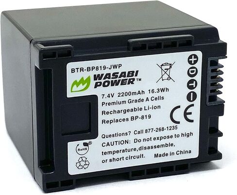 بطارية Wasabi Power BP-819 (2200 مللي أمبير) لكاميرات Canon VIXIA HF G10، HF G20، HF M30، HF M300، HF M31، HF M32، HF M40، HF M400، HF M41، HF S10، HF S100، HF S11، HF S20 و HF S200 و HF S21 و HF S30 والمزيد in Saudi Arabia