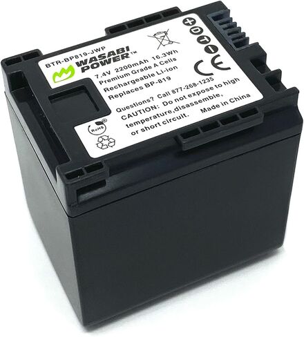 بطارية Wasabi Power BP-819 (2200 مللي أمبير) لكاميرات Canon VIXIA HF G10، HF G20، HF M30، HF M300، HF M31، HF M32، HF M40، HF M400، HF M41، HF S10، HF S100، HF S11، HF S20 و HF S200 و HF S21 و HF S30 والمزيد in Saudi Arabia