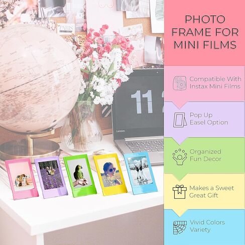 حزمة قيمة لفيلم Fujifilm Instax Mini الفوري - 60 صورة مع إطار صور بلاستيكي للفيلم الصغير بألوان وقماش متنوعة in Saudi Arabia