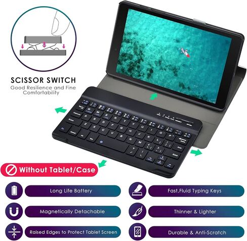 DETUOSI Universal 7-8 inch Wireless Keyboard, Multi-Device Travel Portable Ultrathin (6mm) Lightweight Wireless Keyboard for iOS/Android/Windows Tablet, Computer and Phone #Black in Saudi Arabia