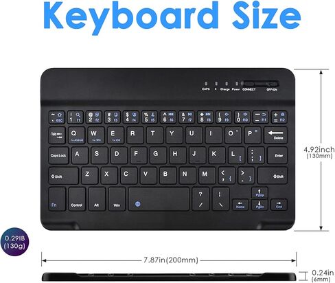 DETUOSI Universal 7-8 inch Wireless Keyboard, Multi-Device Travel Portable Ultrathin (6mm) Lightweight Wireless Keyboard for iOS/Android/Windows Tablet, Computer and Phone #Black in Saudi Arabia