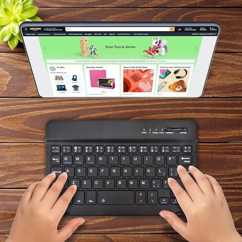 DETUOSI Universal 7-8 inch Wireless Keyboard, Multi-Device Travel Portable Ultrathin (6mm) Lightweight Wireless Keyboard for iOS/Android/Windows Tablet, Computer and Phone #Black in Saudi Arabia