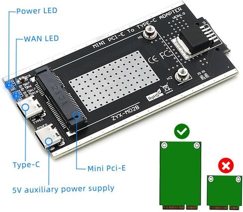 محول PCI-E صغير إلى USB 2.0 (النوع C) مع فتحة بطاقة SIM وواجهة طاقة مساعدة لوحدة WWAN/LTE in Kuwait