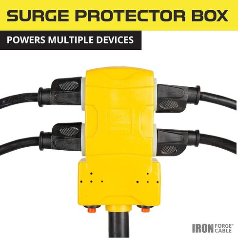 Iron Forge Cable 50 Amp to 20 Amp RV Electrical Adapter Power Cord, 1.5 Ft - 10/4 STW 14-50P Male Plug to 4 5-20R Female Receptacles in Kuwait