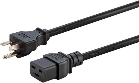 Monoprice Heavy Duty Extension Cord - 8 Feet - Black | NEMA 6-20P to IEC 60320 C19, 12AWG, 20A, 125V, for High-Performance Computers and Network Devices in Saudi Arabia