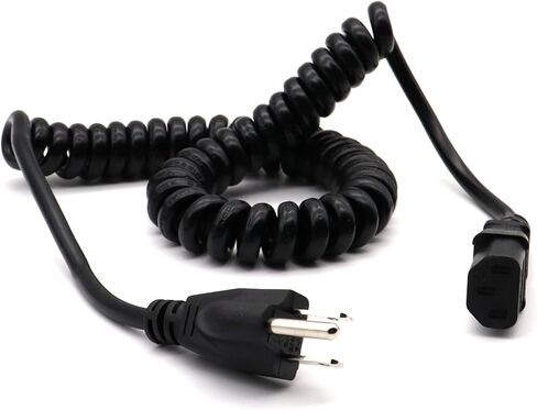 MOTONG Coiled Universal 3 Prong Power Extension Cable, NEMA 5-15P Male to IEC 320 C13 Female PDU Extender Cable Cord for Computer HDTV Monitor LED in Saudi Arabia