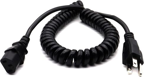 MOTONG Coiled Universal 3 Prong Power Extension Cable, NEMA 5-15P Male to IEC 320 C13 Female PDU Extender Cable Cord for Computer HDTV Monitor LED in Saudi Arabia