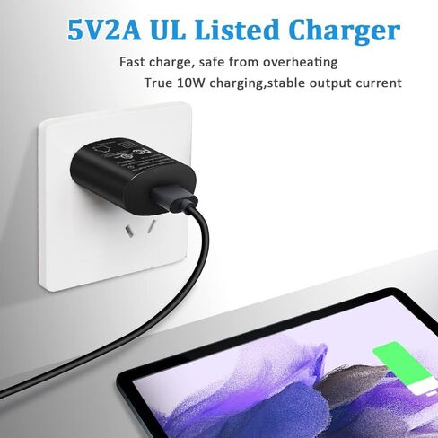 TONIWA USB Micro Rapid Charger متوافق مع Samsung Galaxy Tab A 10.1 7.0 8.0 9.7 2019 2018 2016 2015 استبدال محول الطاقة UL المدرج in Kuwait