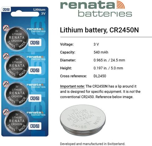Renata CR2450 Batteries - 3V Lithium Coin Cell 2450 Battery (2 Count) in Saudi Arabia