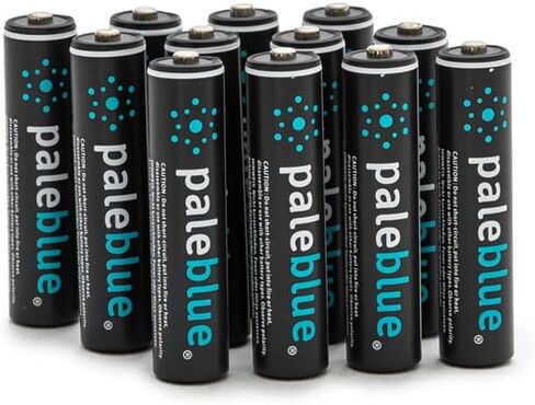 USB Rechargeable AAA Batteries by Pale Blue, Lithium Ion 1.5v 600 mAh, Charges Under 1 Hour, Over 1000 Cycles, 4-in-1 USB-A to USB-C Charging Cable, LED Charge Indicator, 12-Pack in Saudi Arabia