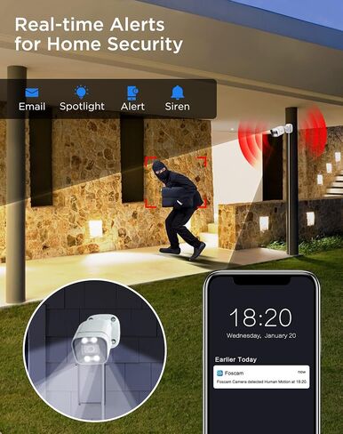 FOSCAM 5MP Outdoor Security IP POE Camera, V5EP Home Security Surveillance Camera with Smart AI Human Detection IP66 Up to 256GB SD Card(Not Included) (Renewed) in Saudi Arabia
