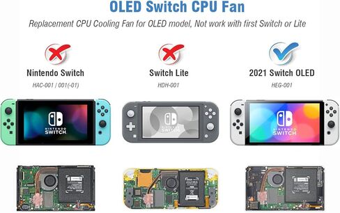 اليك جير مروحة تبريد داخلية بديلة متوافقة مع نينتندو سويتش 2021 OLED، مبرد مشتت حراري لوحدة المعالجة المركزية، معجون مركب حراري، مفك براغي ومجموعة ادوات اصلاح in Kuwait