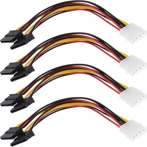 SING F LTD 4 قطع SATA 4-Pin ذكر إلى 15 دبوس أنثى كابل محول مقسم طاقة SATA مزدوج لمحرك الأقراص الصلبة ATA التسلسلي واجهة SATA SSD HDD محرك الأقراص المضغوطة محرك أقراص DVD 19.5 سم in Kuwait