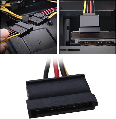 SING F LTD 4 قطع SATA 4-Pin ذكر إلى 15 دبوس أنثى كابل محول مقسم طاقة SATA مزدوج لمحرك الأقراص الصلبة ATA التسلسلي واجهة SATA SSD HDD محرك الأقراص المضغوطة محرك أقراص DVD 19.5 سم in Kuwait