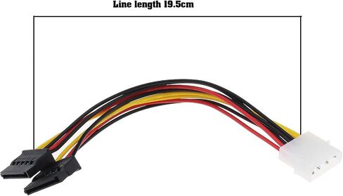 SING F LTD 4 قطع SATA 4-Pin ذكر إلى 15 دبوس أنثى كابل محول مقسم طاقة SATA مزدوج لمحرك الأقراص الصلبة ATA التسلسلي واجهة SATA SSD HDD محرك الأقراص المضغوطة محرك أقراص DVD 19.5 سم in Kuwait