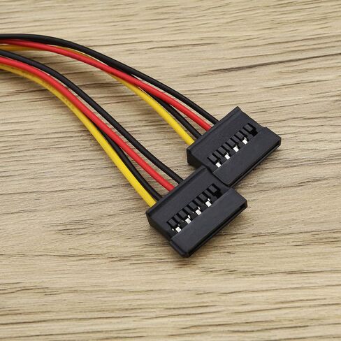 SING F LTD 4 قطع SATA 4-Pin ذكر إلى 15 دبوس أنثى كابل محول مقسم طاقة SATA مزدوج لمحرك الأقراص الصلبة ATA التسلسلي واجهة SATA SSD HDD محرك الأقراص المضغوطة محرك أقراص DVD 19.5 سم in Kuwait