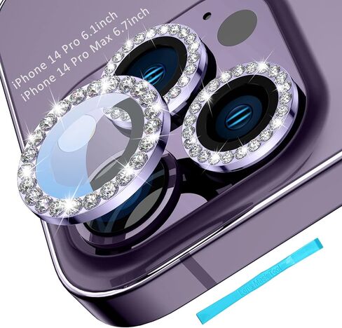 Tensea لهاتف iPhone 14 Pro/iPhone 14 Pro Max واقي عدسة الكاميرا، غطاء كاميرا من الزجاج المقوى 9H واقي شاشة معدني فردي لهاتف iPhone 14Pro 6.1 بوصة iPhone 14 ProMax 6.7 بوصة in Kuwait