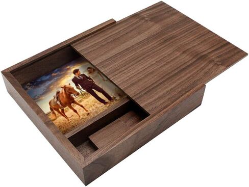 YOOGO Walnut USB Flash Drive Memory Stick Thumb Drive 2.0 with Large Walnut Photo Storage Box Hold 4X6 Photographs(up to 100 Novelty and Romantic Gift for Birthday Wedding or Other Festival (16GB) in Saudi Arabia