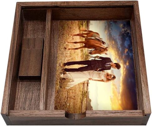 YOOGO Walnut USB Flash Drive Memory Stick Thumb Drive 2.0 with Large Walnut Photo Storage Box Hold 4X6 Photographs(up to 100 Novelty and Romantic Gift for Birthday Wedding or Other Festival (16GB) in Saudi Arabia